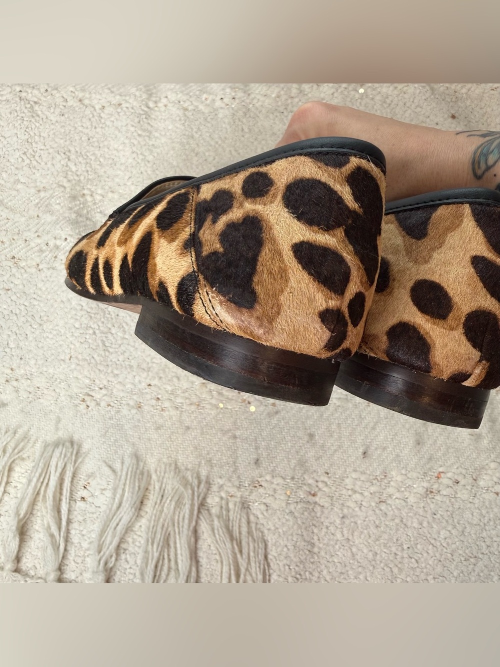 Sam Edelman beige/brown/black calf hair loafers size 8 - Picture 8 of 8